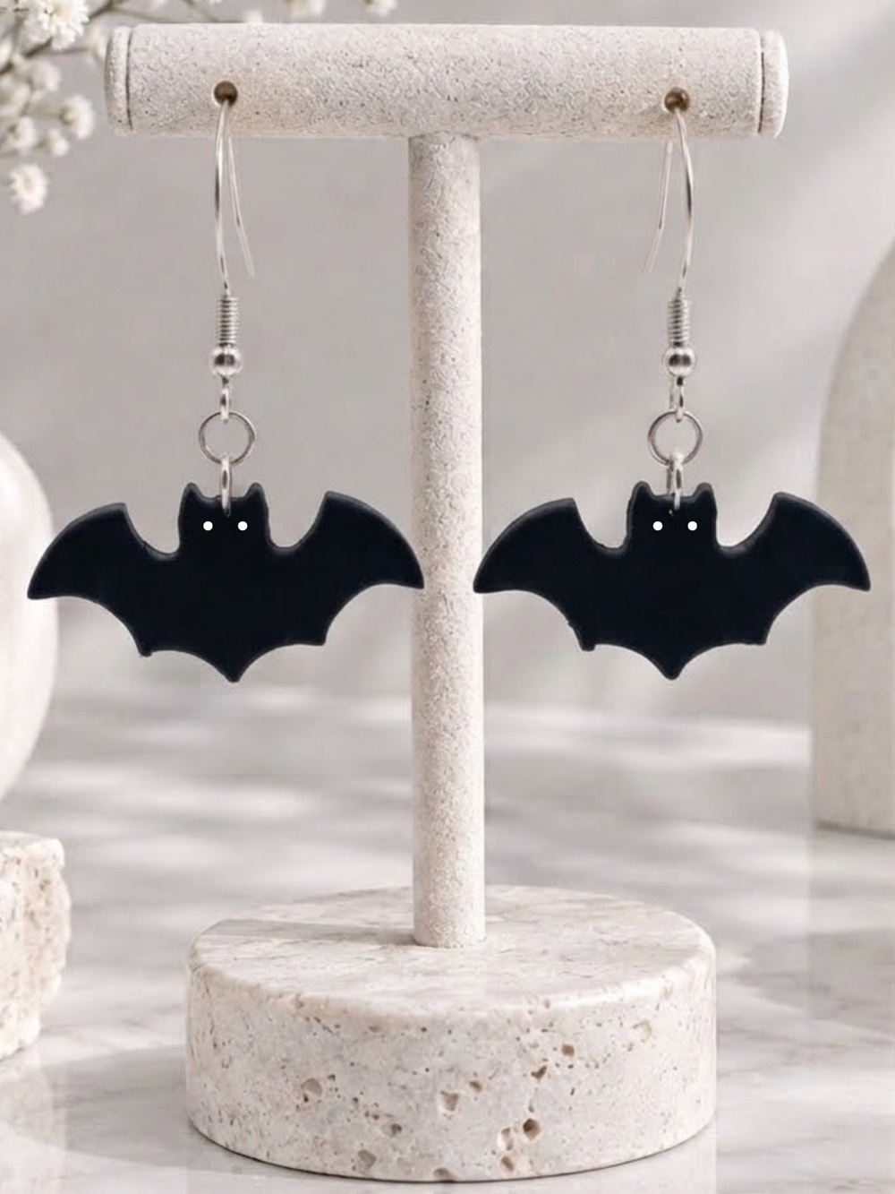 Spooky Little Bat — Halloween — Handmade Earrings — Black